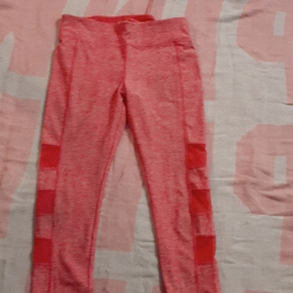 Yogo athletics coral sheer panet crop Yoga gym leggings medium